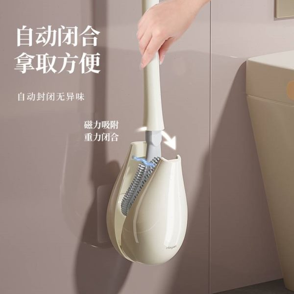2024新款马桶刷家用无死角壁挂式洗马桶神器奶油风卫生间厕所刷子