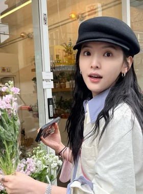 Fever同款澳洲羊毛妮报童帽子女春秋定型压绉八角帽马术羊毡帽冬