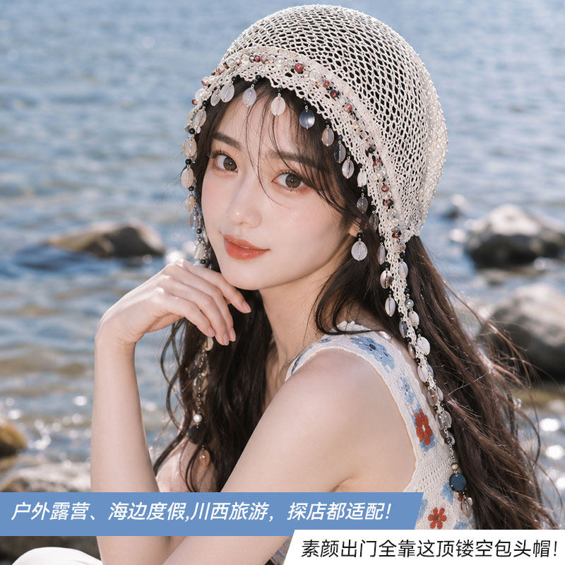 夏季薄款透气波西米亚堆堆帽女