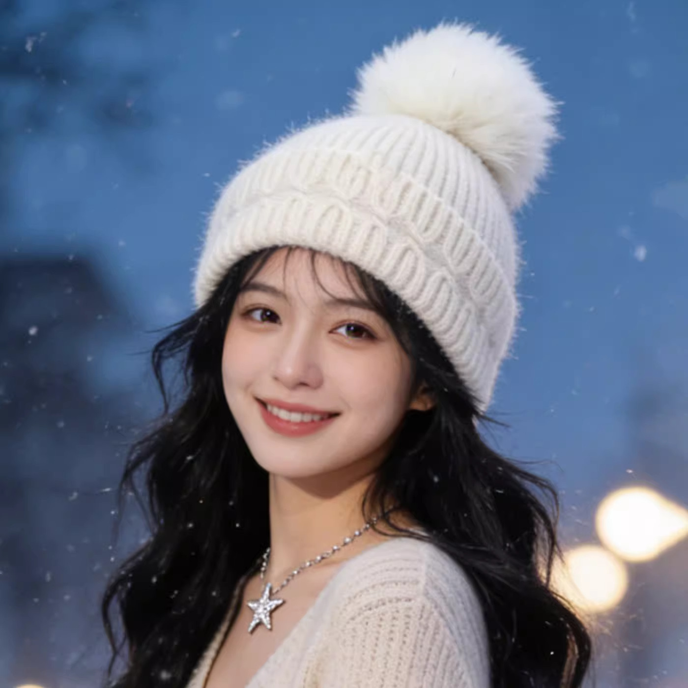 新款兔毛麻花针织帽子女冬季显脸小保暖护耳帽东北户外防风毛线帽