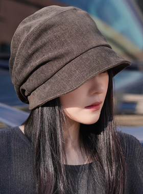 雪尼尔宽檐渔夫帽女显脸小百搭