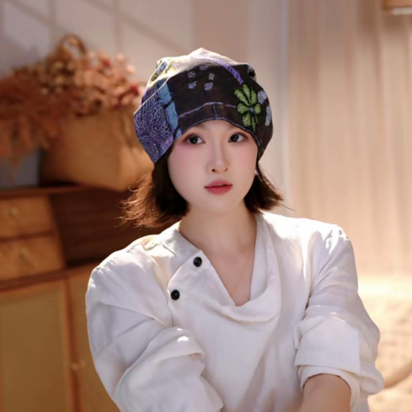 复古扎染堆堆帽女双面透气