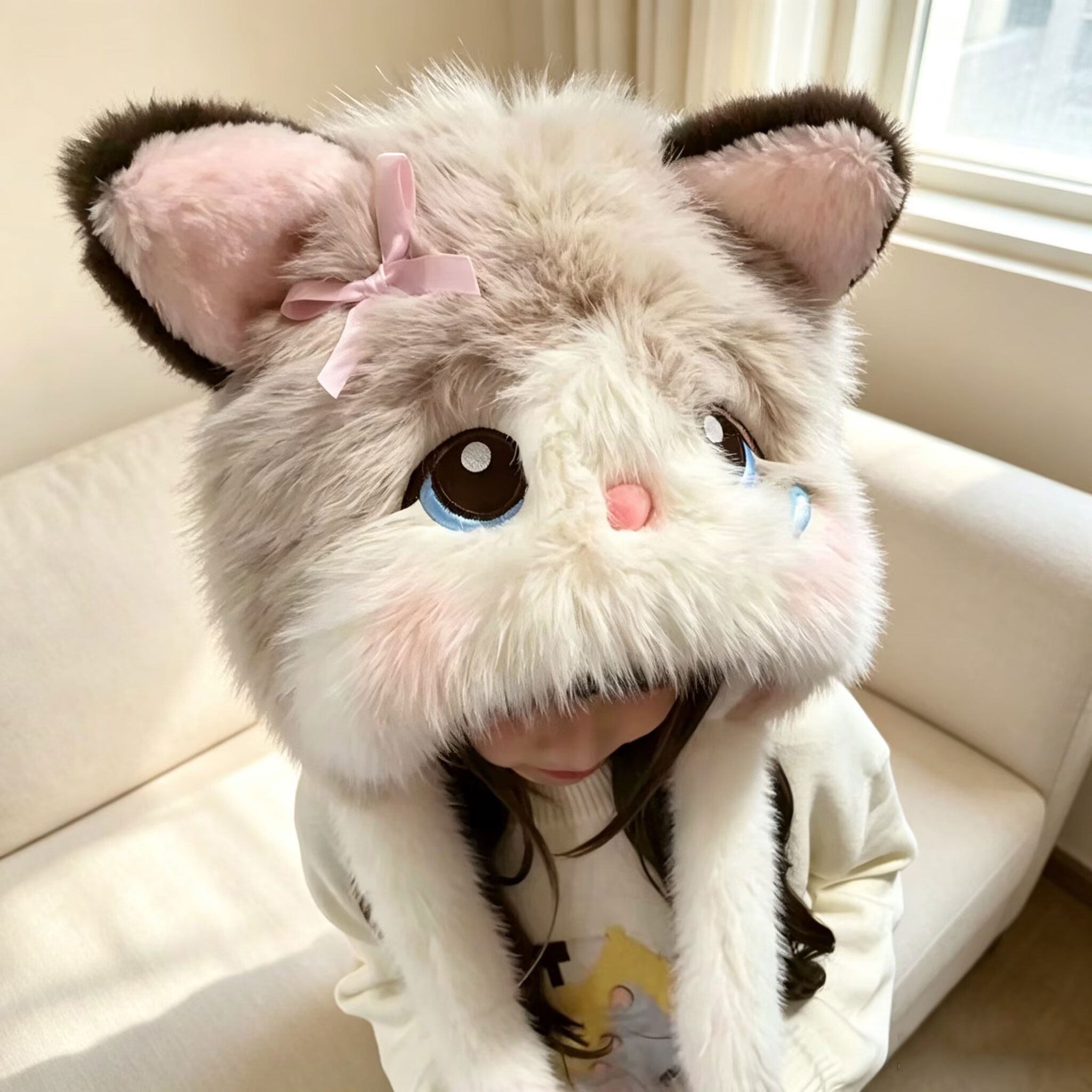 冬季女可爱毛绒猫耳保暖护耳帽