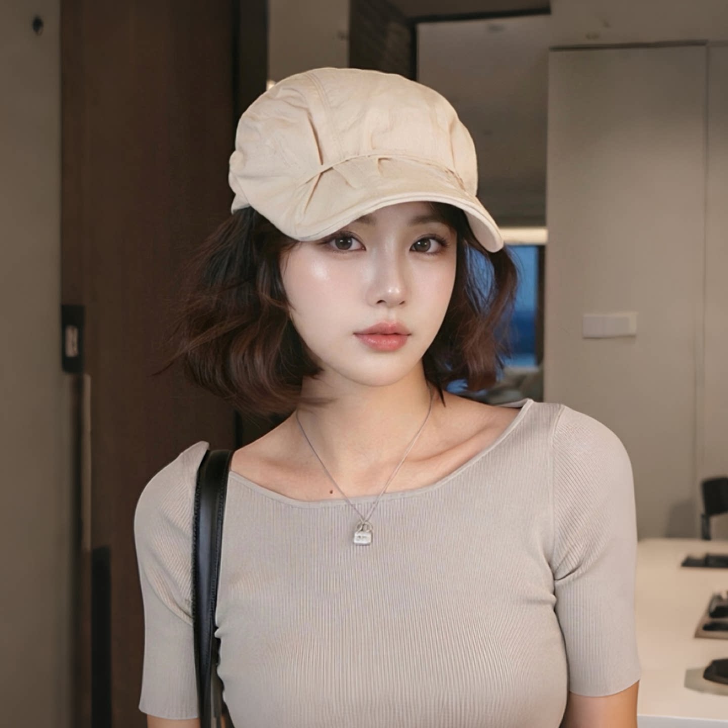日系亚麻防晒显脸小前进帽女夏