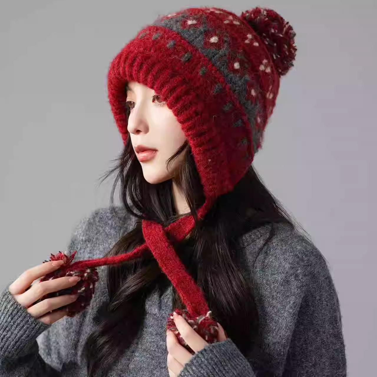 秋冬新款费尔岛毛线帽子女防寒保暖骑车护耳雷锋帽复古文艺套头帽,服饰配件/皮带/帽子/围巾,帽子,淘宝优惠券,粉丝福利购,淘宝优惠卷