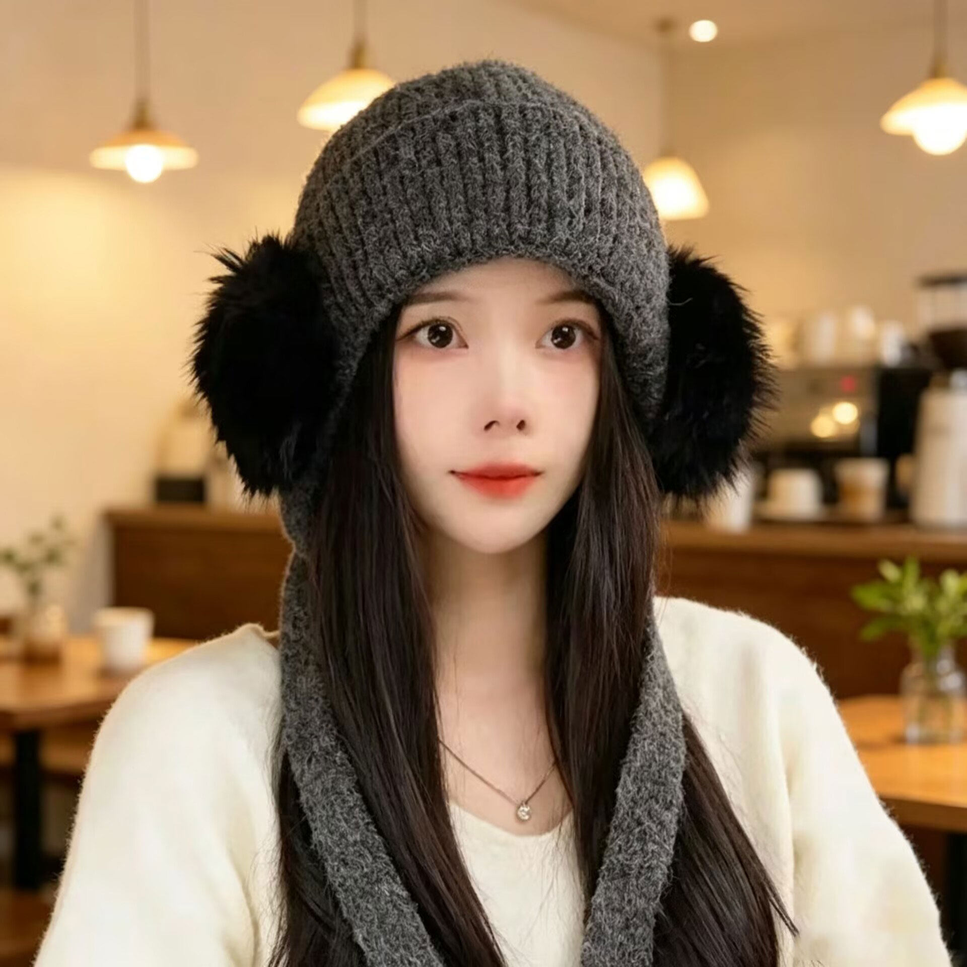 韩系秋冬女护耳保暖针织帽
