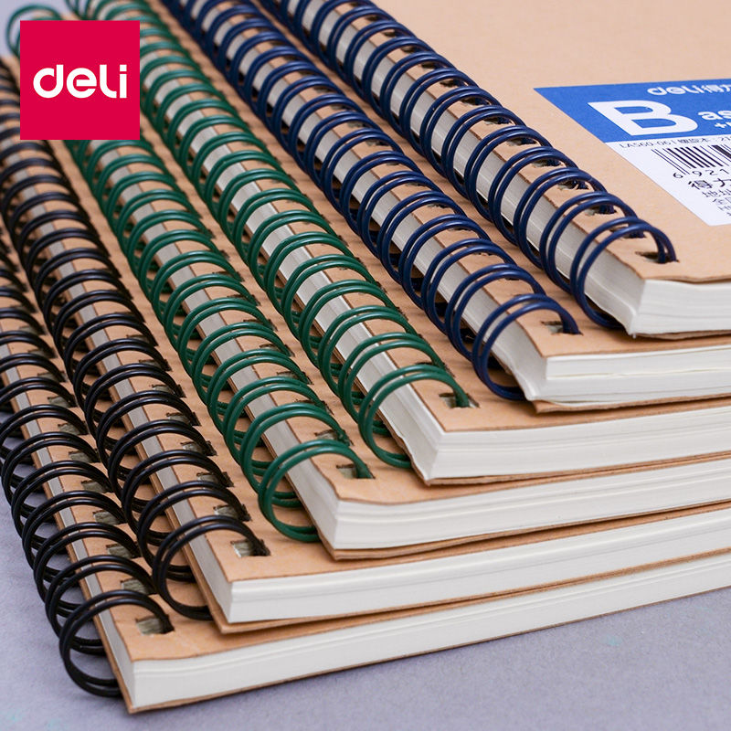 得力笔记本子线圈本牛皮纸大学生螺旋本文艺精致加厚商务记事本子简约ins风学生加厚考研记笔记练习本日记本