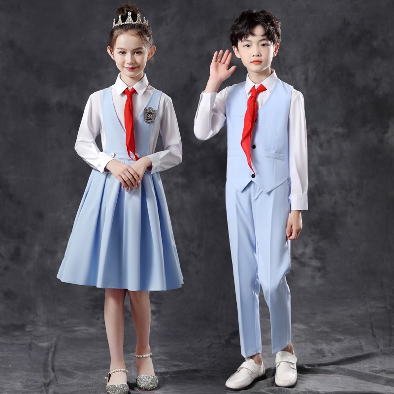 速发儿童大合唱团演出服中小学生爱国朗诵比赛班服男童表演服装