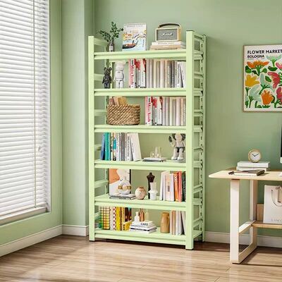 家用钢制书架彩色置物架儿童铁艺学生书柜多层收纳架客厅储物货架