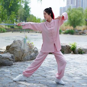 太极服男女同款棉麻太极拳练功服锦麻春秋夏季唐装一件代发