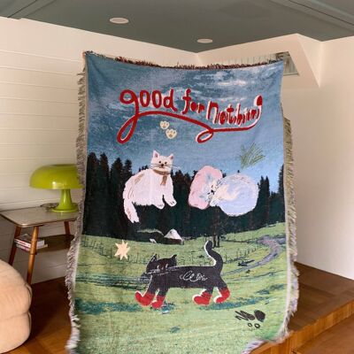 goodfornothing一无是处小猫艺术挂毯沙发毯针织盖毯野餐垫氛围毯