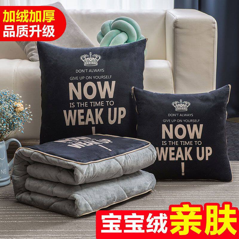 抱枕被子两用冬季双面珊瑚绒车载午睡汽车用加厚折叠毯二合一