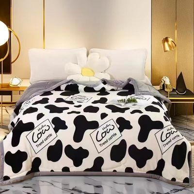 2024新款ins风牛奶绒被子学生宿舍加厚加绒印花双面绒秋冬家居