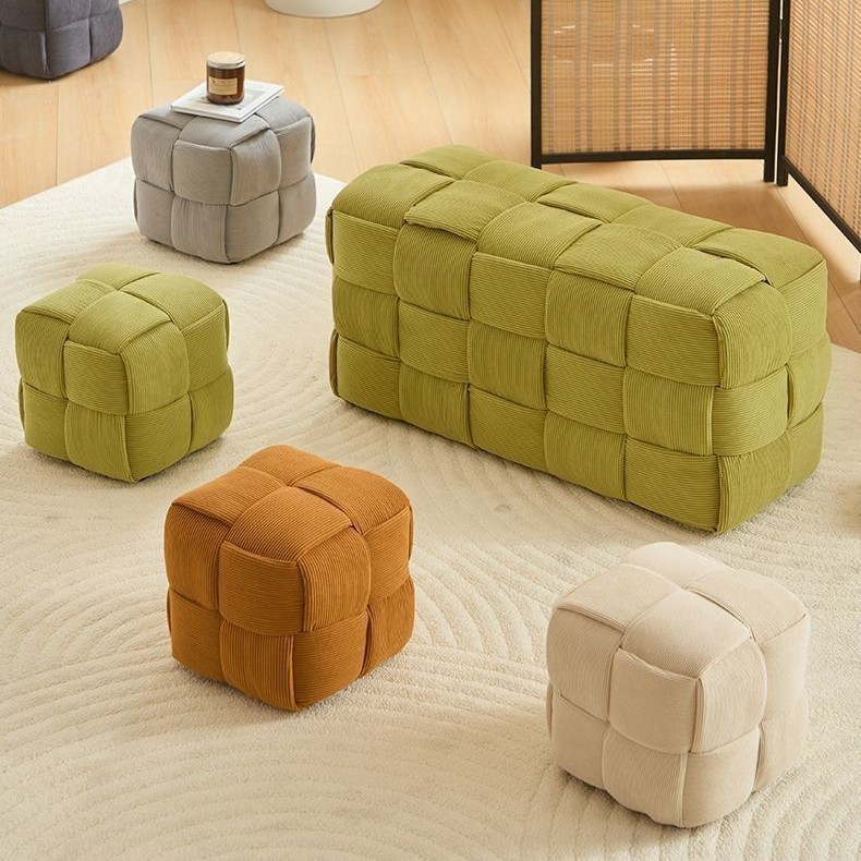 矮凳家用沙发布艺小方凳儿童板凳实木换鞋凳子网红创意魔方脚踏凳