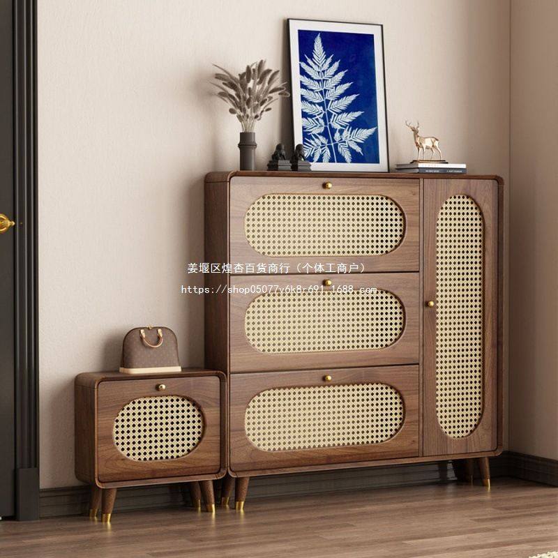 复古藤编翻斗鞋柜门口入户走廊鞋柜玄关柜储物柜大容量收纳柜新款,住宅家具,鞋柜,淘宝优惠券,粉丝福利购,淘宝优惠卷