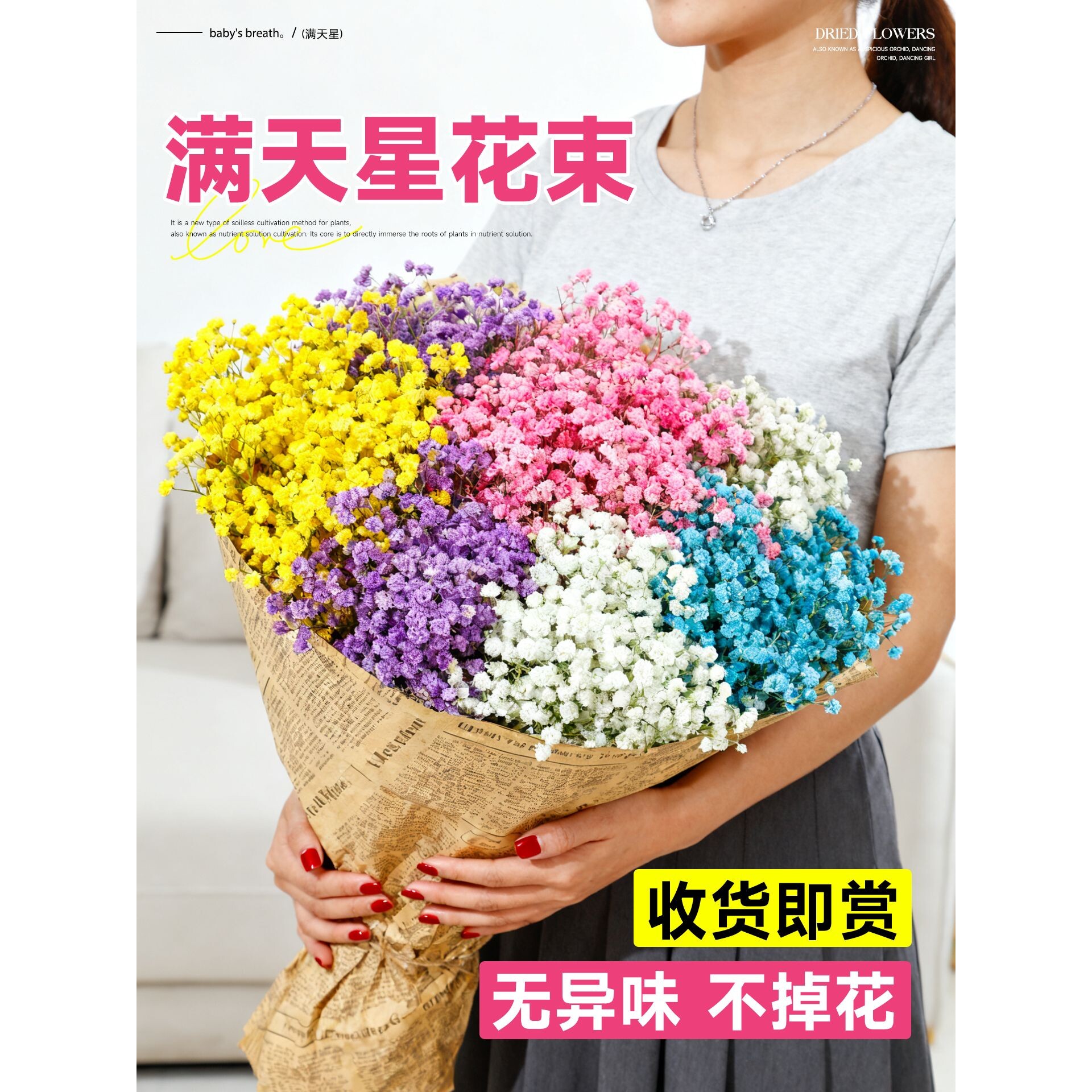 满天星干花花束客厅装饰摆件鲜花家用插花云南基地直发花卉永
