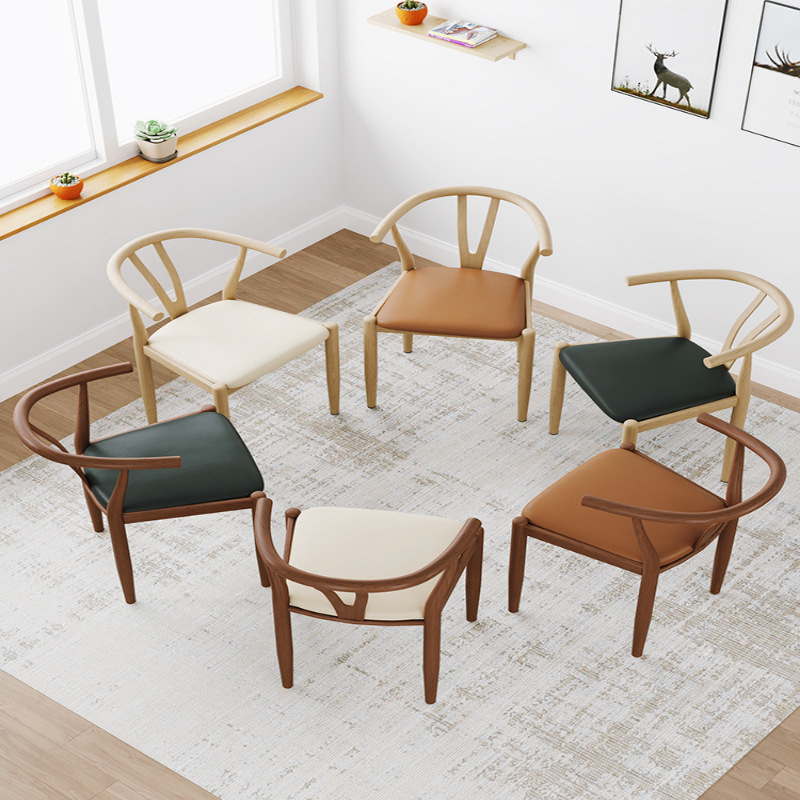 太师椅子舒服久坐家用餐椅茶桌餐厅餐桌凳子靠背商用牛角饭店茶椅