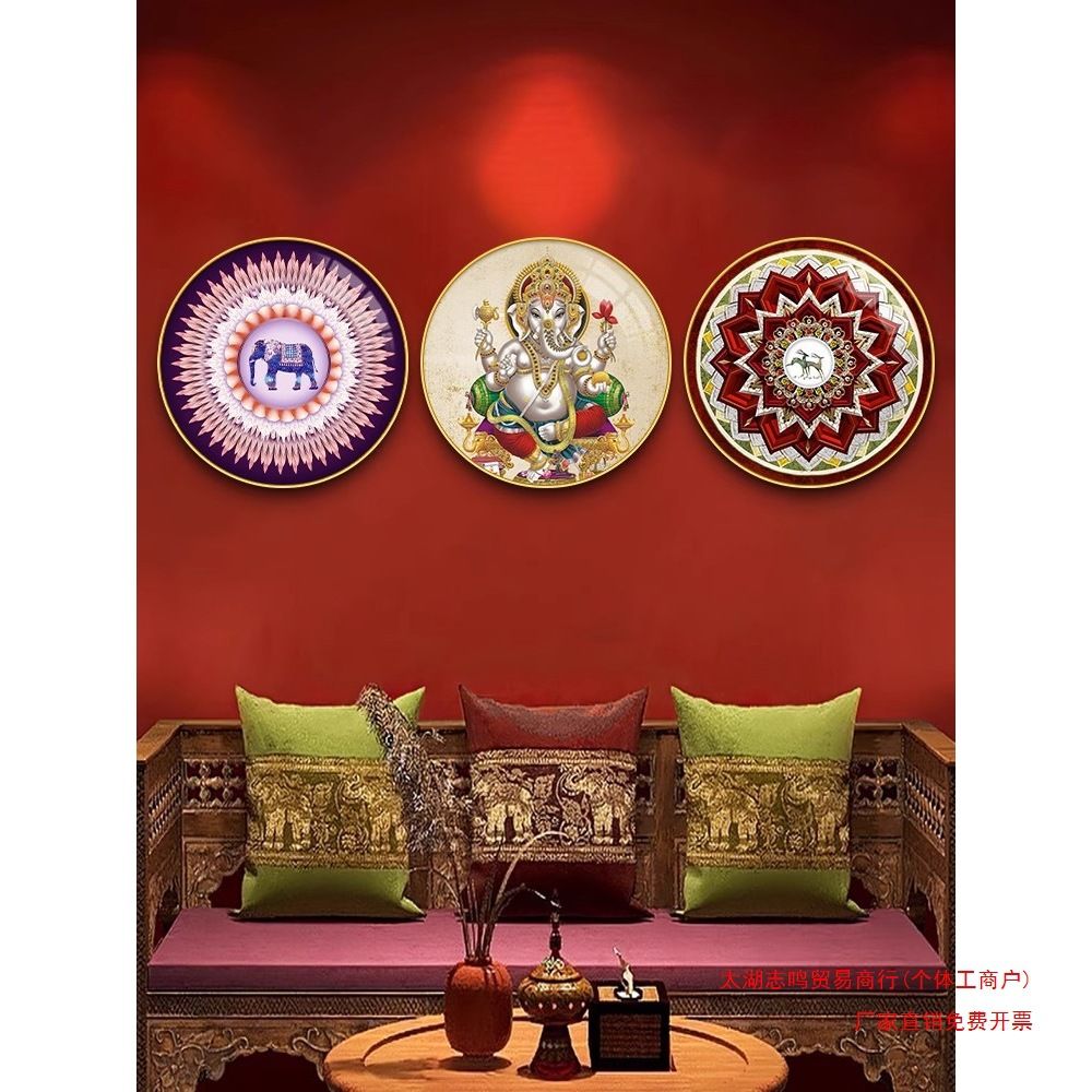 亚风格装饰品泰式墙面装饰画按摩店挂画泰国餐厅背景墙壁画有框