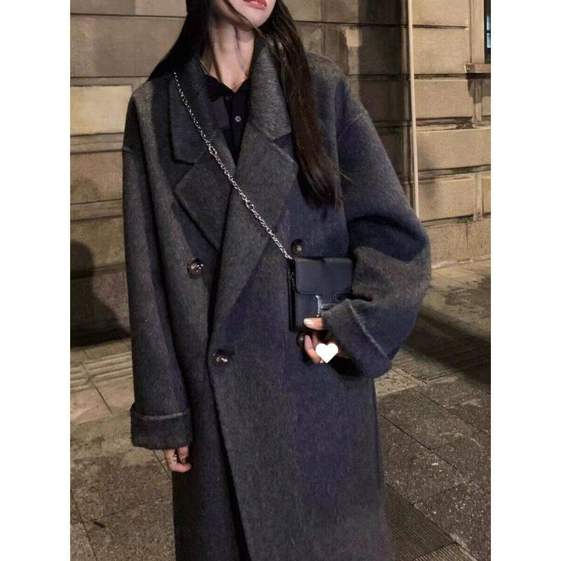 高端羊绒大衣2024新款中长款韩版慵懒风气质羊毛宽松版型百搭外