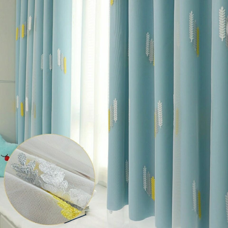 窗帘窗纱一体整套免打孔安装简易遮光布卧室飘窗客厅隔断帘出租房