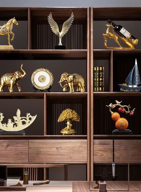 新中式老板办公室摆件轻奢高档领导高端大气书柜装饰品柜子工艺品