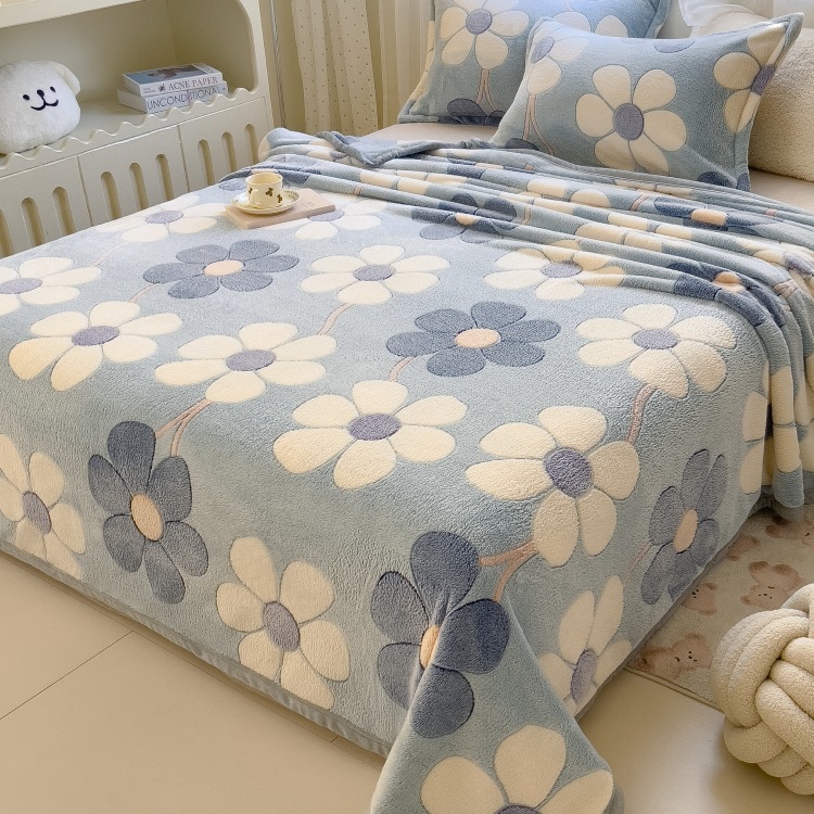 2025新款珊瑚牛奶绒床单单件秋冬季加绒毛毯学生宿舍单人铺床毯子