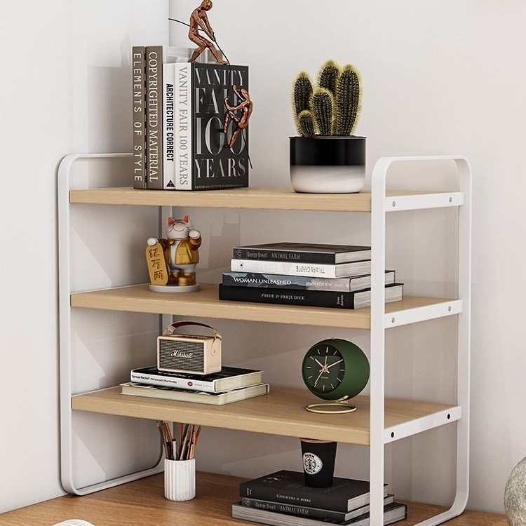 桌面多层收纳置物架子办公桌书桌分层架铁艺学生宿舍桌上小书架