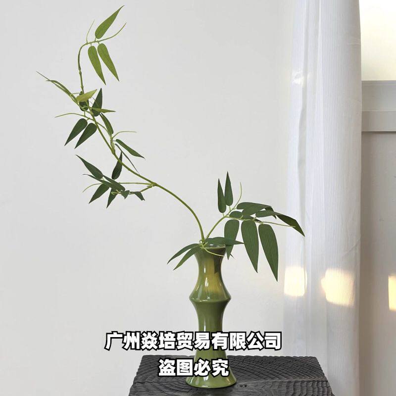 竹子花瓶富贵竹文竹仿真绿植仿真花假花轻奢高级复古陶瓷摆件