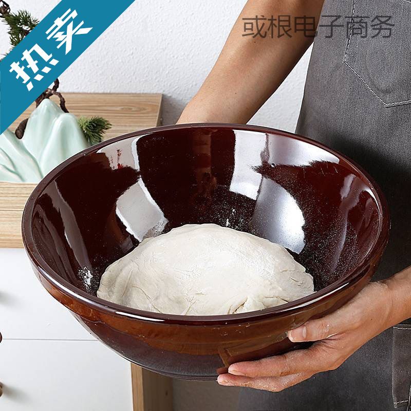 陶瓷大盆和面老式大号家用盆加厚揉面厨房活面发面瓷瓦盆神器新款