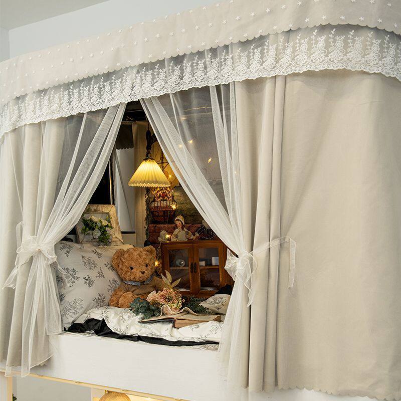 宿舍床帘强遮光上铺下铺学生寝室u型轨道遮挡床幔蚊帐一体式帘子