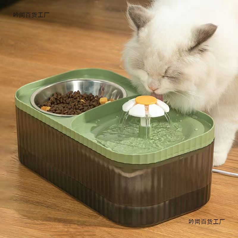 猫咪饮水机自动循环流动活水饮水器喂食喝水二合一狗狗水盆饭碗