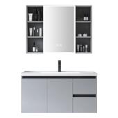 蜂窝铝浴室柜组合陶瓷一体盆带抽屉美妆架智能镜柜奶油风洗漱台盆