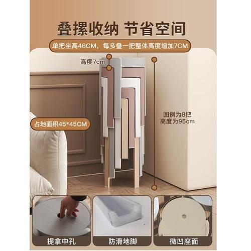 塑料凳子加厚可叠放家用熟胶凳简约餐桌凳不占空间成人结实圆椅子