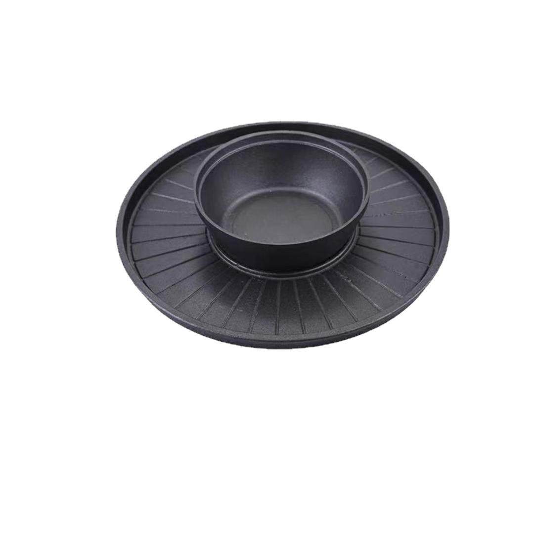 外贸货源东南亚铸铁圆形烤涮一体锅BBQ烤肉盘小火锅铸铁铁板烧,户外/登山/野营/旅行用品,烧烤盘,淘宝优惠券,粉丝福利购,淘宝优惠卷