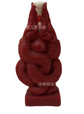 龙婆双龙夺珠燕通九尾狐大豆蜡红色金色蜡烛拉祜工艺品蜡烛