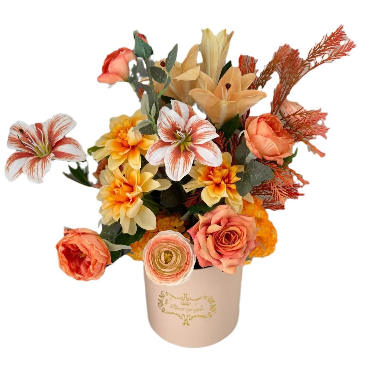 年宵花抱抱桶新年装饰摆件新婚摆饰仿真花福桶插花过年乔迁新居