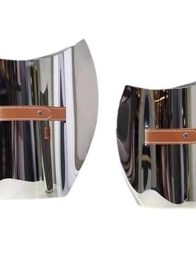 高级感轻奢样板间冰桶花器插花器托盘摆件酒店大堂客厅玄关饰品