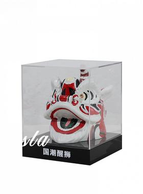 新中式树脂手绘醒狮子头软装饰品电视柜子办公室样板间摆件工艺品