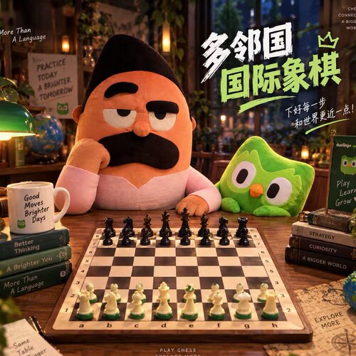 多邻国Oscar卷轴棋盘国际象棋棋子便携益智桌游休闲趣味互动玩具