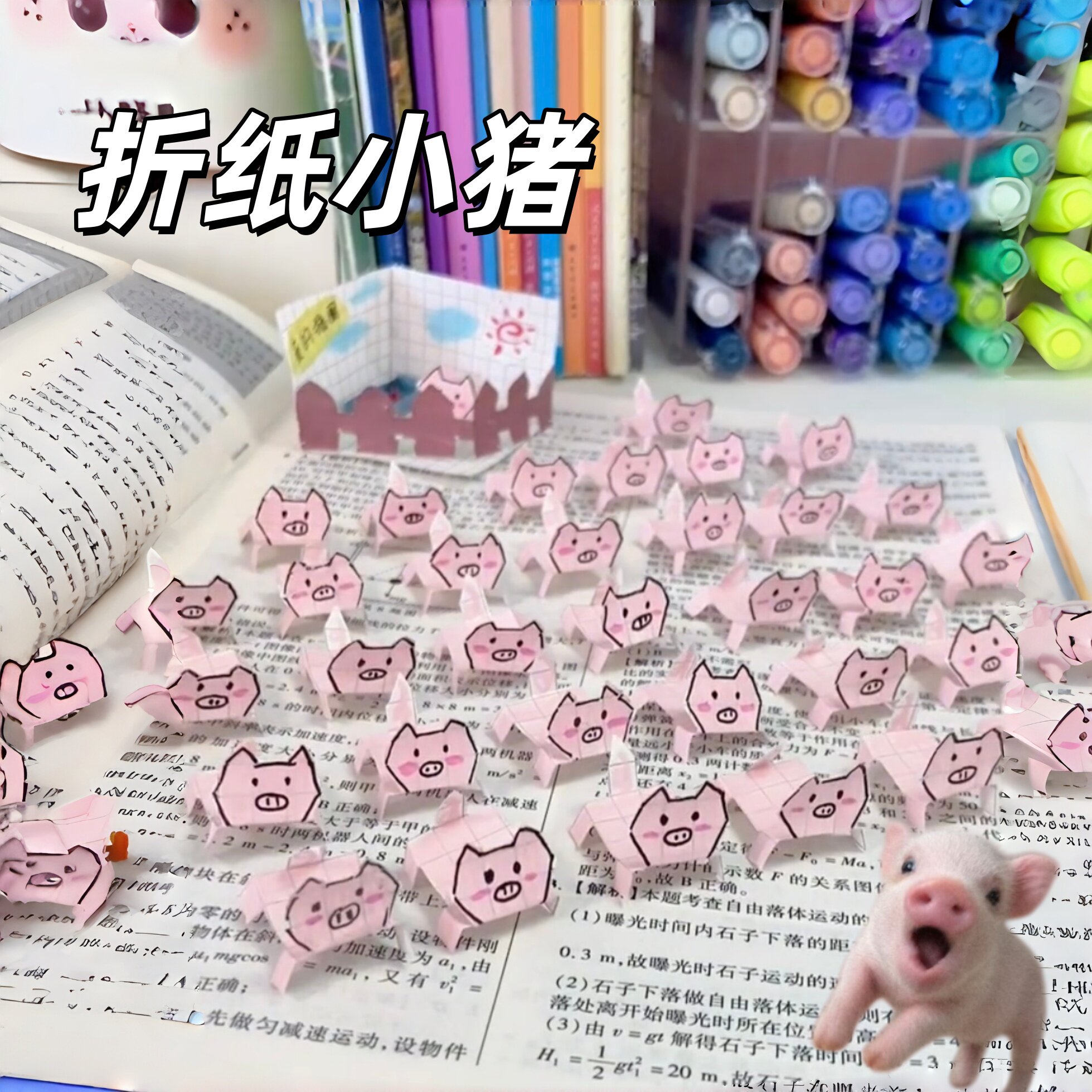 手工DIY折纸小猪网格便携本图片