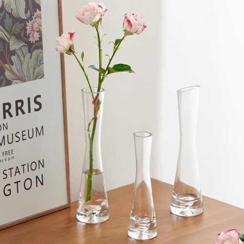 北欧玻璃水培单支花瓶酒店摆件
