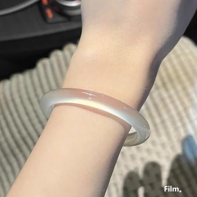 日本品质香槟金手镯女天然冰种白月光玉髓镯子扁条荔枝冻玛瑙手镯