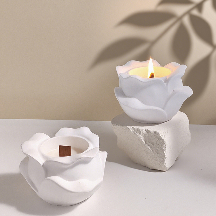 日本品质玫瑰造型石膏香薰蜡烛家用香薰伴手礼植物芳香大豆蜡无烟