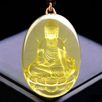 速发黄水晶药师佛吊坠琉璃光如来佛药师王菩萨佛像挂坠本命年
