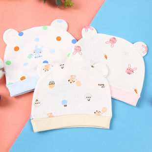 2025春夏新款 防风绵柔新生儿层叠双耳月子帽婴幼儿3月宝宝头饰