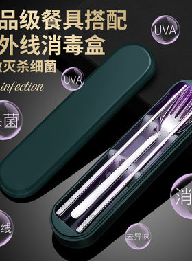 2025新款便携304不锈钢餐具收纳盒户外野餐套装三件套消毒旅行用
