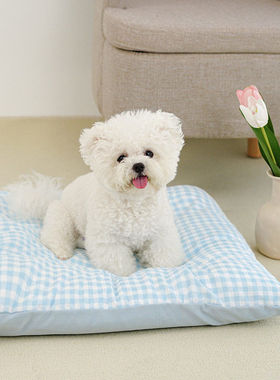 蓝色狗窝猫窝四季通用格子中小狗床可拆洗睡垫子泰迪比熊宠物床宠