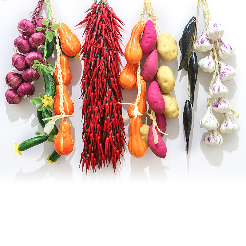 仿真玉米辣椒大h蒜假蔬菜串套餐饭店农家乐装饰品五谷杂粮鱼肉挂
