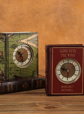 仿真书钟表书g盒摆件复古欧式假书道具书本收纳盒书柜酒柜装饰摆