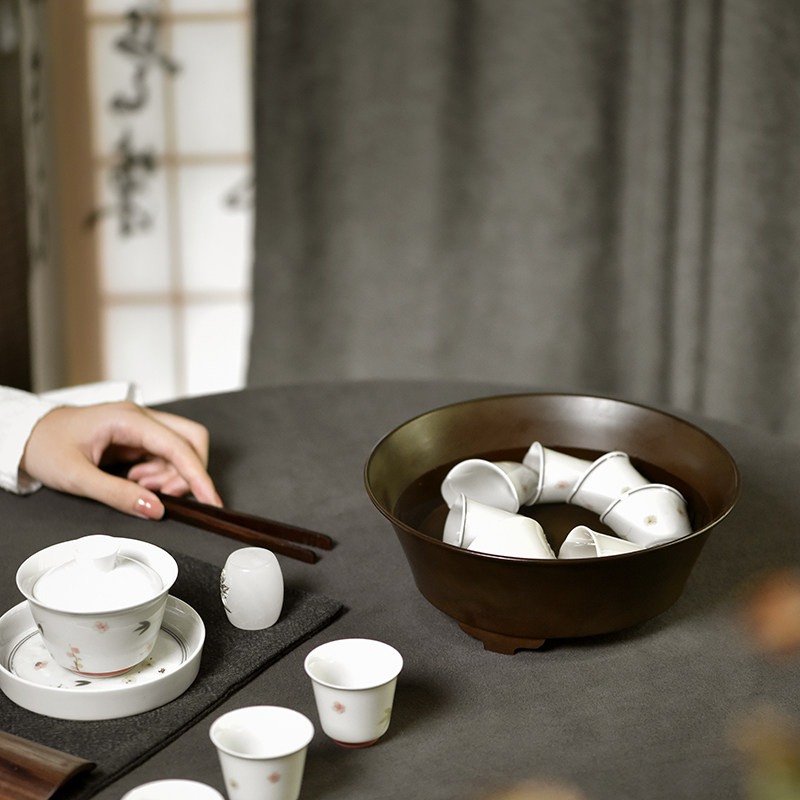 复古铜茶洗缸大号水盂功夫笔洗茶具盆配H件黄铜中式家用茶杯洗茶,餐饮具,茶道/零配,淘宝优惠券,粉丝福利购,淘宝优惠卷